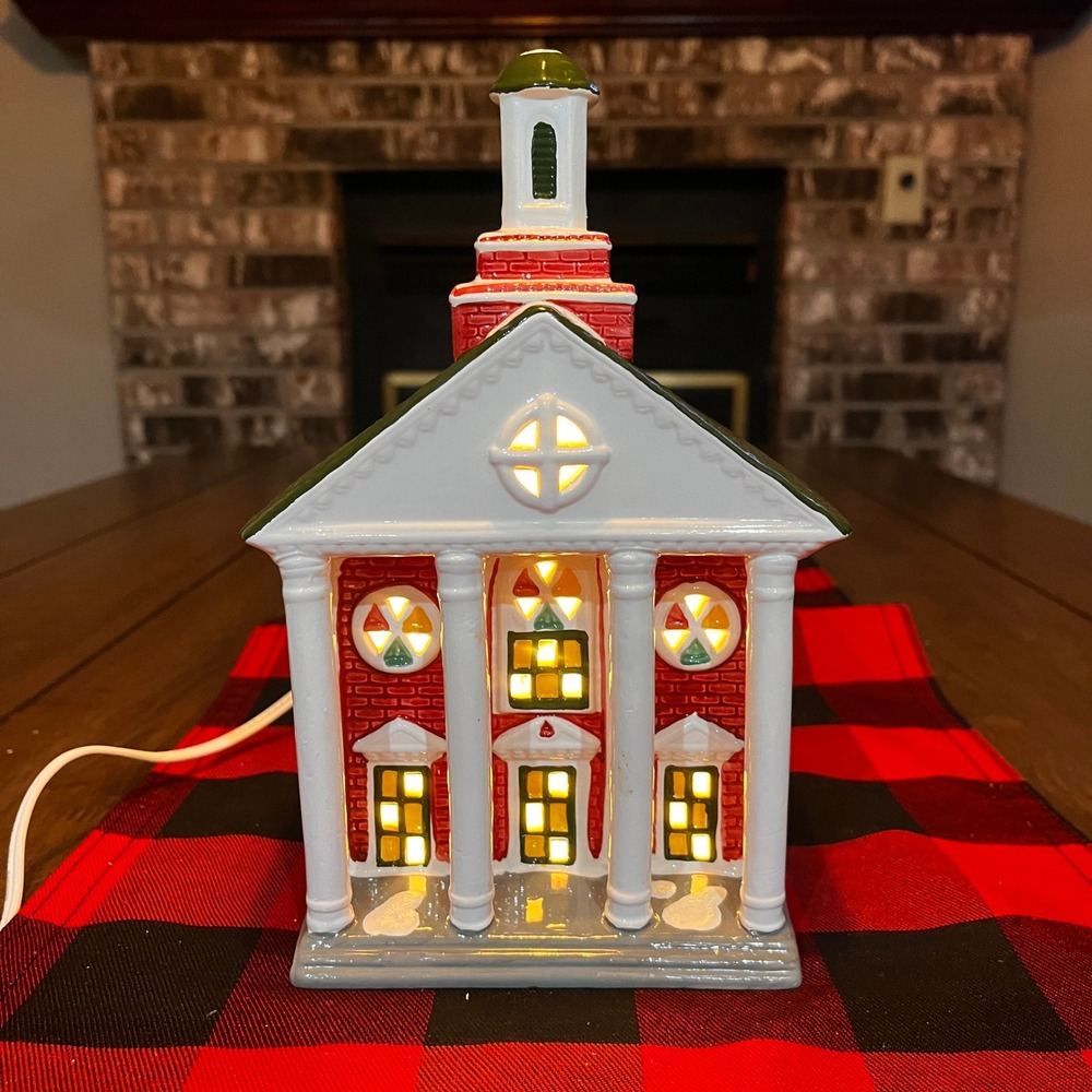 Department 56 Red and White Illuminated Festive Building